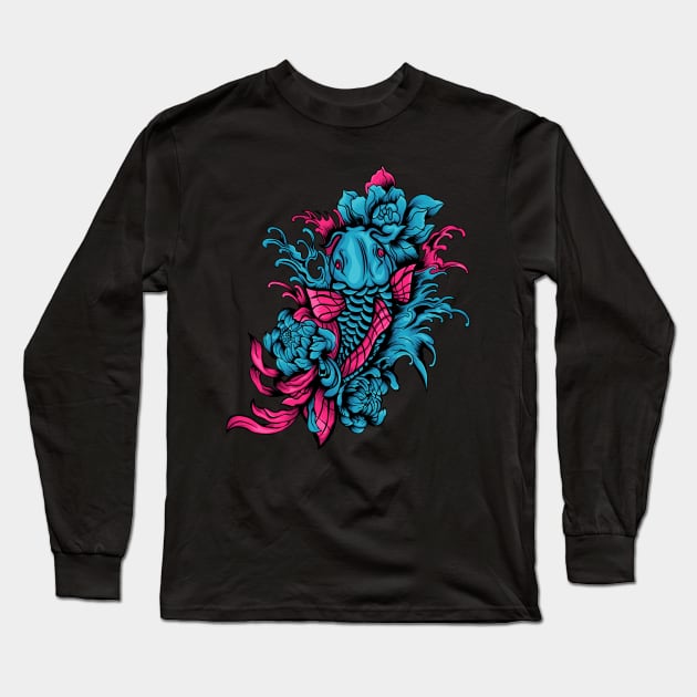 Betta Fish Flower Illustration Long Sleeve T-Shirt by Marciano Graphic